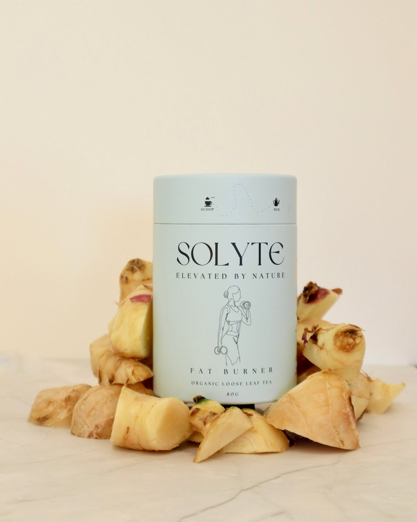 Organic Fat Burner Weight Loss Loose Leaf Herbal Tea. Front View Ginger