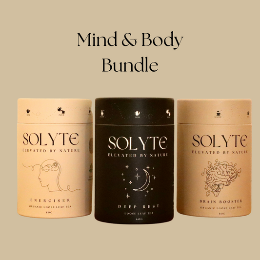 Mind & Body Loose Leaf Herbal Tea Bundle. Front View