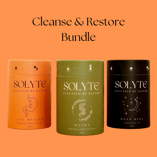 Cleanse & Restore Loose Leaf Herbal Tea Bundle. Front View