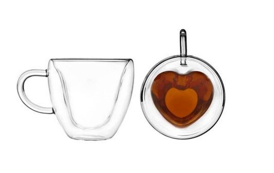 2 x 240ml Double-Wall Heart-Shaped Mugs