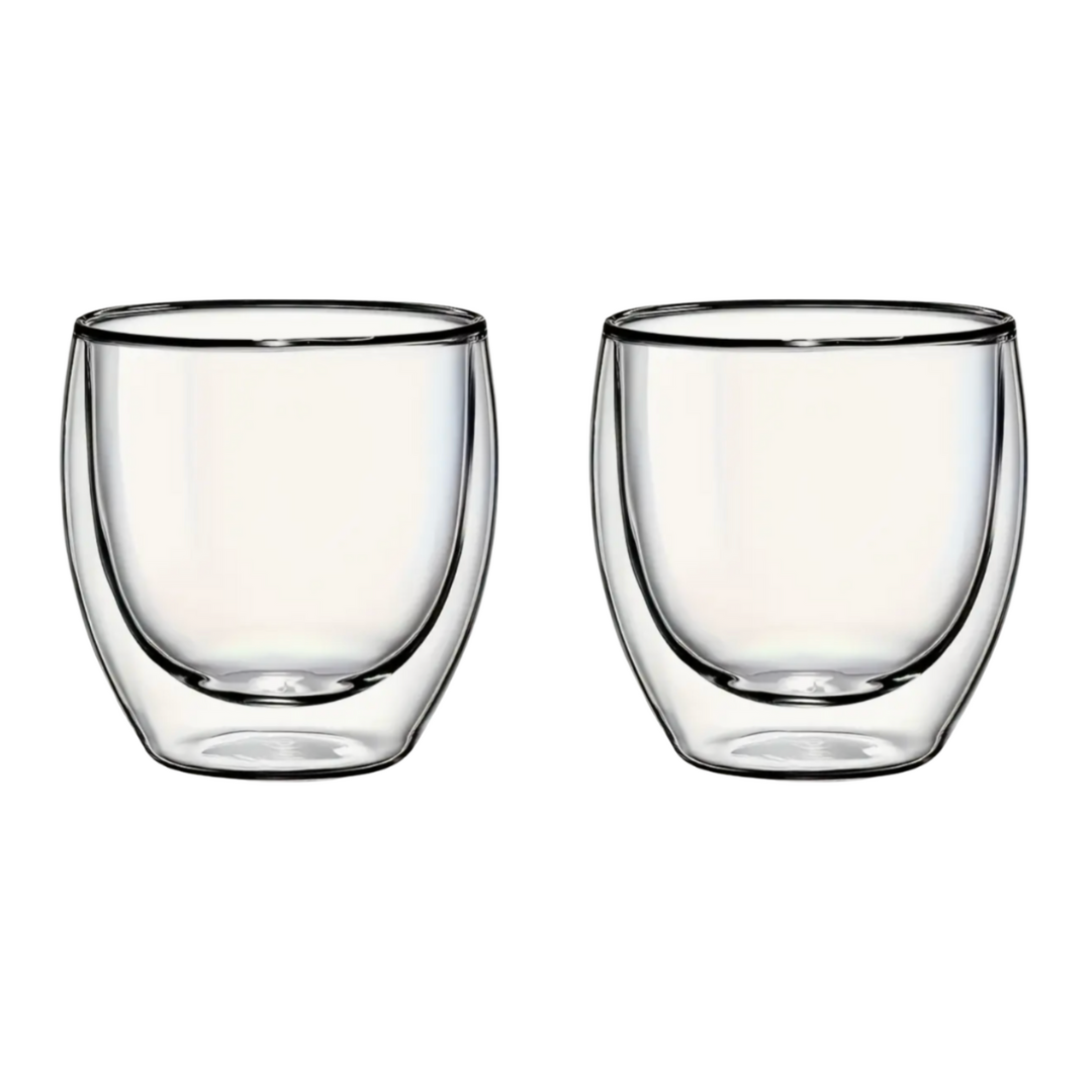 2 x 240ml Double-Wall Glass Mugs
