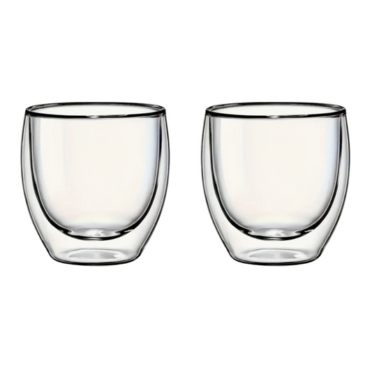 2 x 240ml Double-Wall Glass Mugs